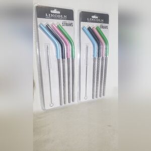Lincoln Outfitters Stainless Steel Straws 2 Packs - New